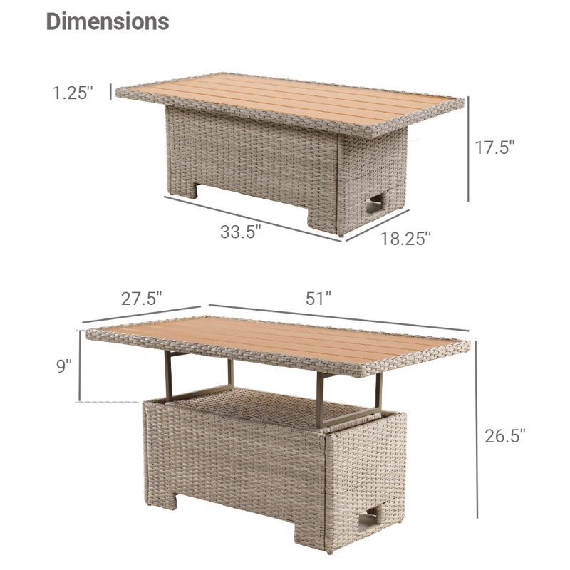 Cahlan Extendable Wicker Dining Table, Brown