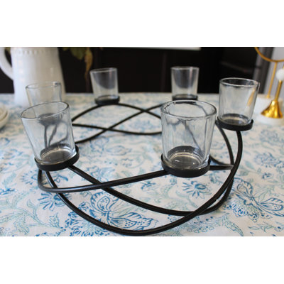 Bougeoir - rond avec 6 verres