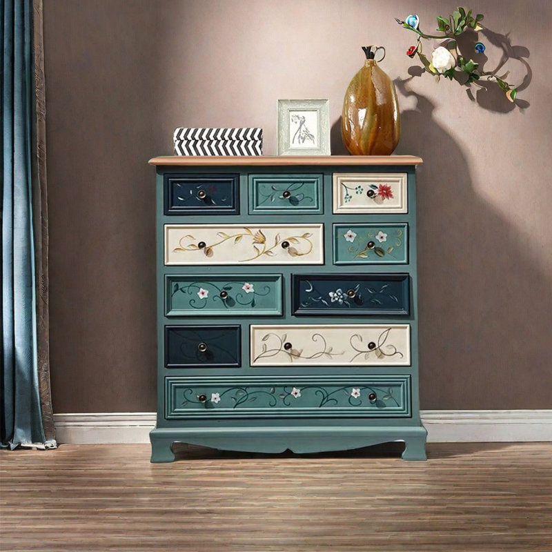 Commode d'appoint multifonctionnelle, Brun / vert / bleu