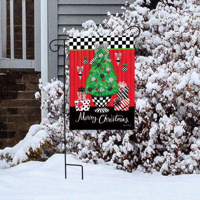 Festive Potted Christmas Tree Garden Flag 12x18