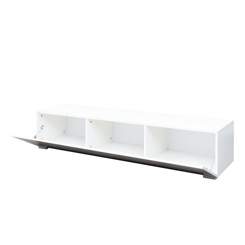 Console média blanche avec amplement d'espace intérieur - Rehaussez votre meuble de rangement généreux, idéal pour l'installation