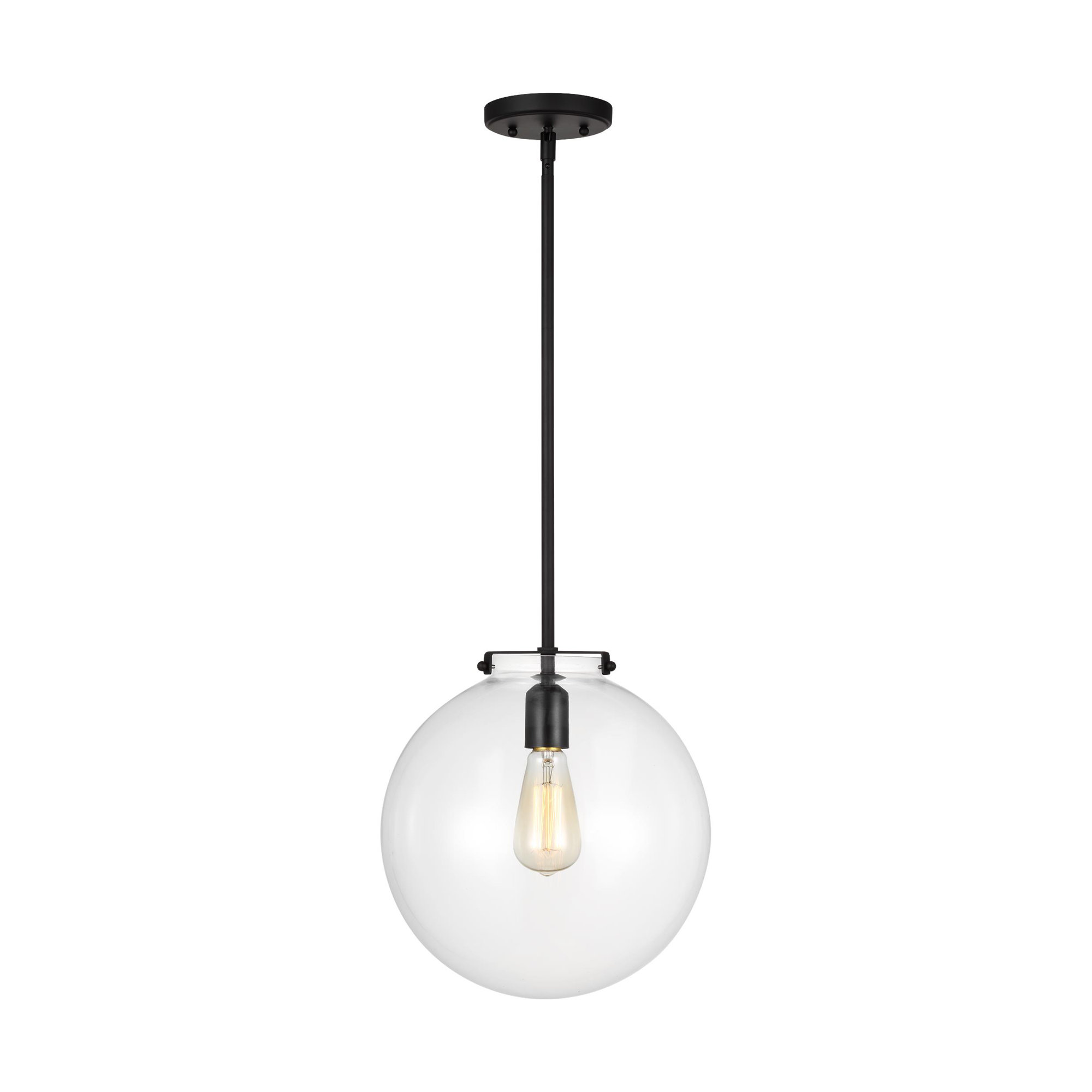 Catryn Single Light Glass Dimmable Pendant, Midnight Black
