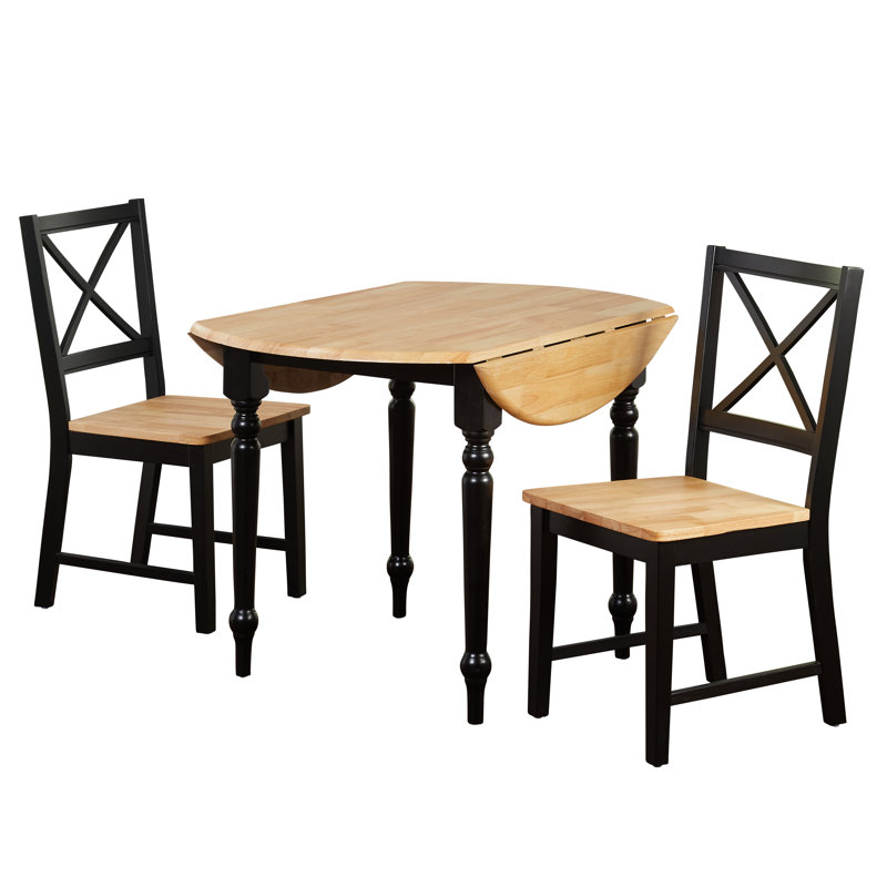 2 - Person Solid Wood Solid Wood Top Four Leg Dining Set, Black, Black