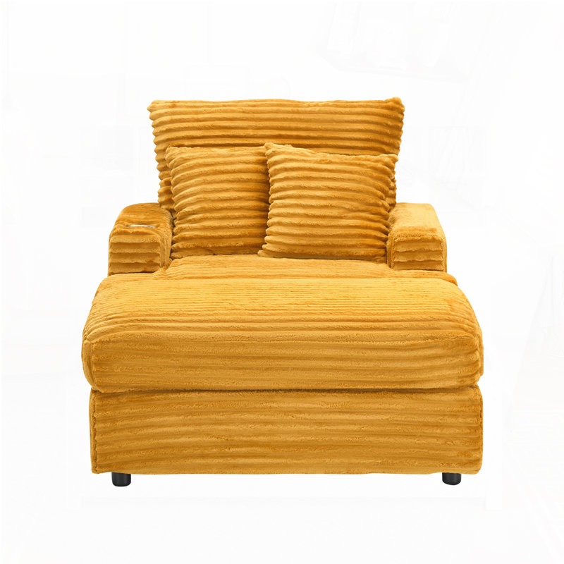 39-inch Spring upholstered armchair and Ottoman set - comfortable single sofa, Yellow