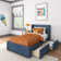 Solid Wood Upholstered Bed with Rectangular Headboard with 2 Drawer Side Storage