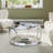 Round Glass Coffee Table with Open Storage