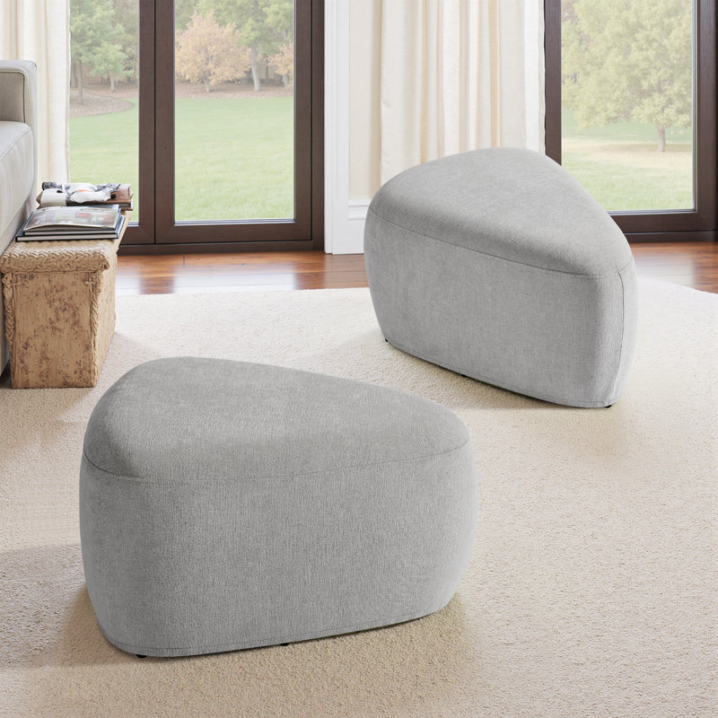 Adna 67.1Cm Wide Triangle Footstool Ottoman, Light Grey