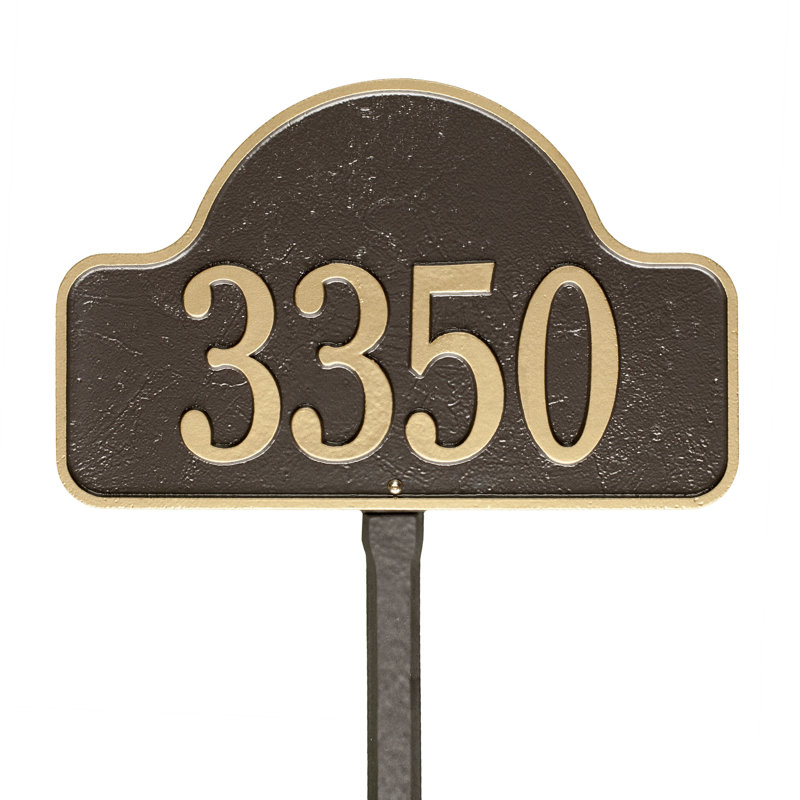Plaque d'adresse pour pelouse 1 ligne Lexy, Oui, Bronze/Doré
