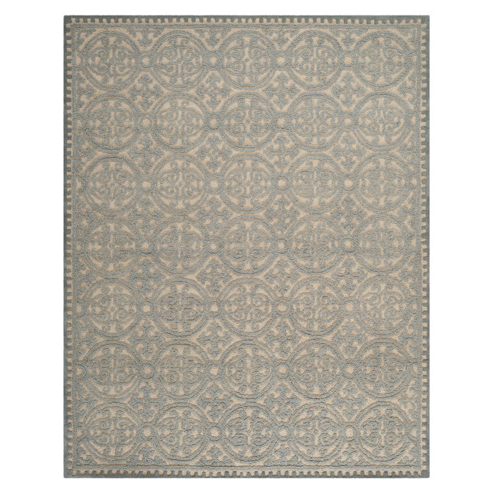 Sadik Cambridge Hand Tufted Wool Geometric Rug, Round 10'