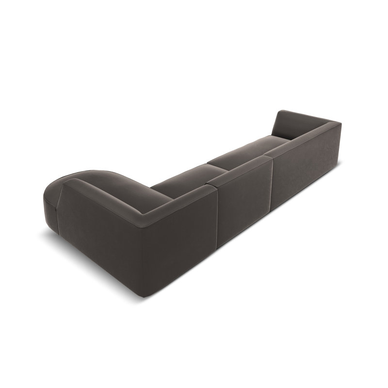 Adoraim 4 Seater Velvet Chaise End Sofa, 69cm H x 366cm W x 180cm D, Right Hand Facing, Pink