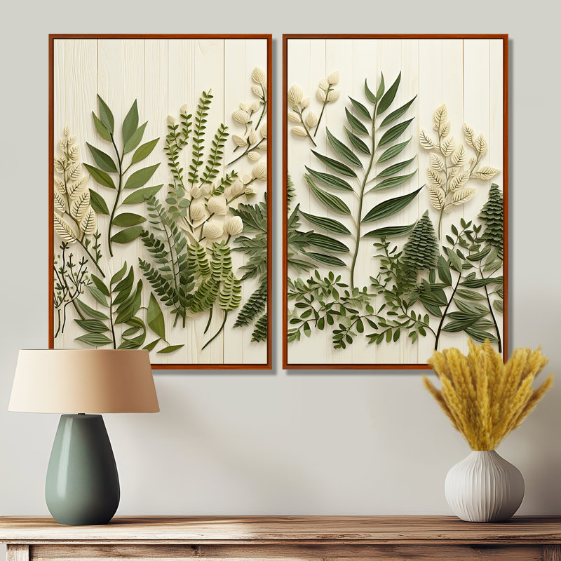 Herbs Chive Symphony 3 - 2 impressions sur toile traditionnelles, H 36 po x l 48 po, Reproduction encadrée sans passe-partout