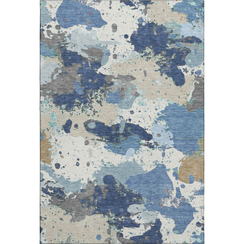 Tapis moderne lavable à la machine de qualité supérieure Mayfield AMF2217, Denim, 10 pi x 14 pi