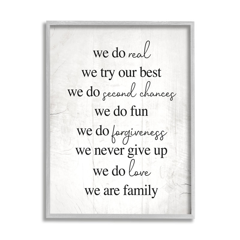 «We Do Second Chances We Are Family», estampe numérique sur toile blanche encadrée par Daphne Polselli