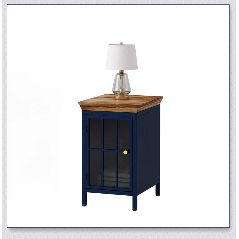 Nightstand with Storage Cabinet & Solid Wood Tabletop, Bedside Table, Sofa Side Coffee Table