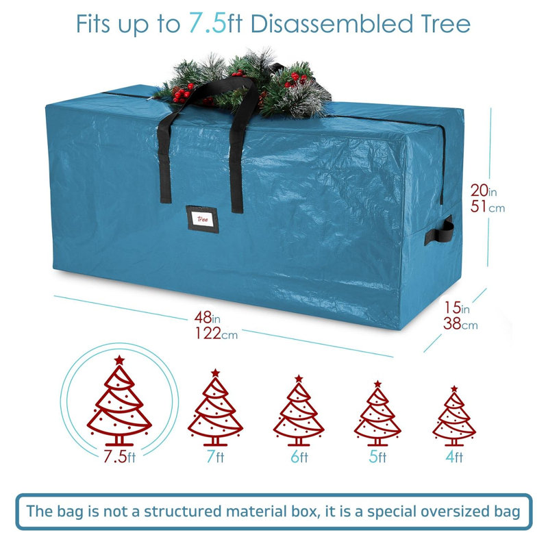 Sac de rangement durable et imperméable pour arbre de Noël, H 20 po x l 48 po x P 15 po, convient à un arbre, Blue