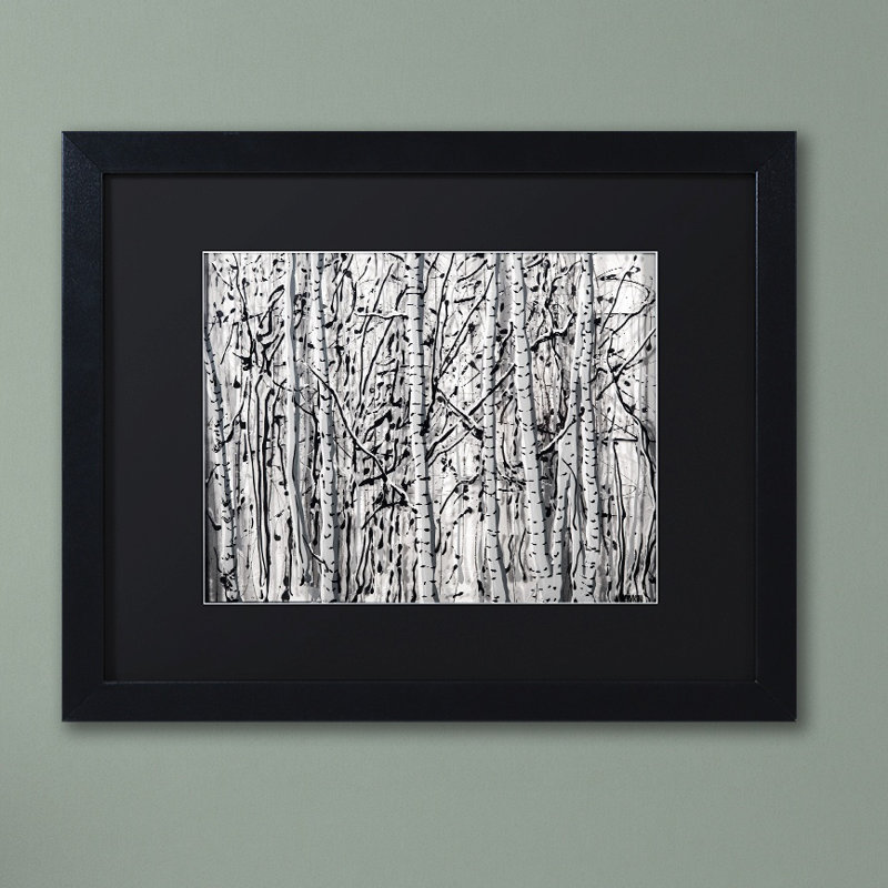 «Winter Aspens», reproduction d'art sur toile encadrée, H 11 po x l 14 po x P 0,5 po, Noir, Blanc