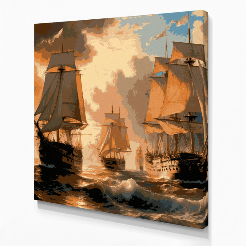 Art nautique brun sur toile, H 12 po x l 12 po