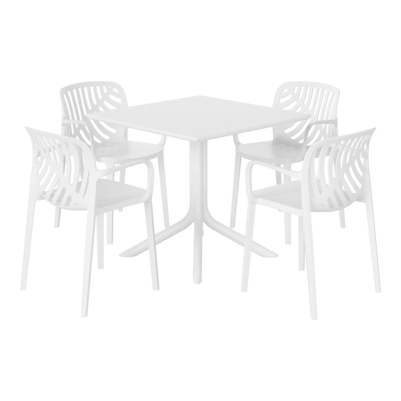 Ensemble repas carré pour 4 personnes, Blanc