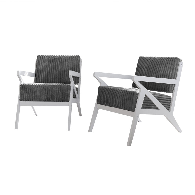 Ensemble de chaises d'appoint 2 pièces Merrin, Gris, Blanc