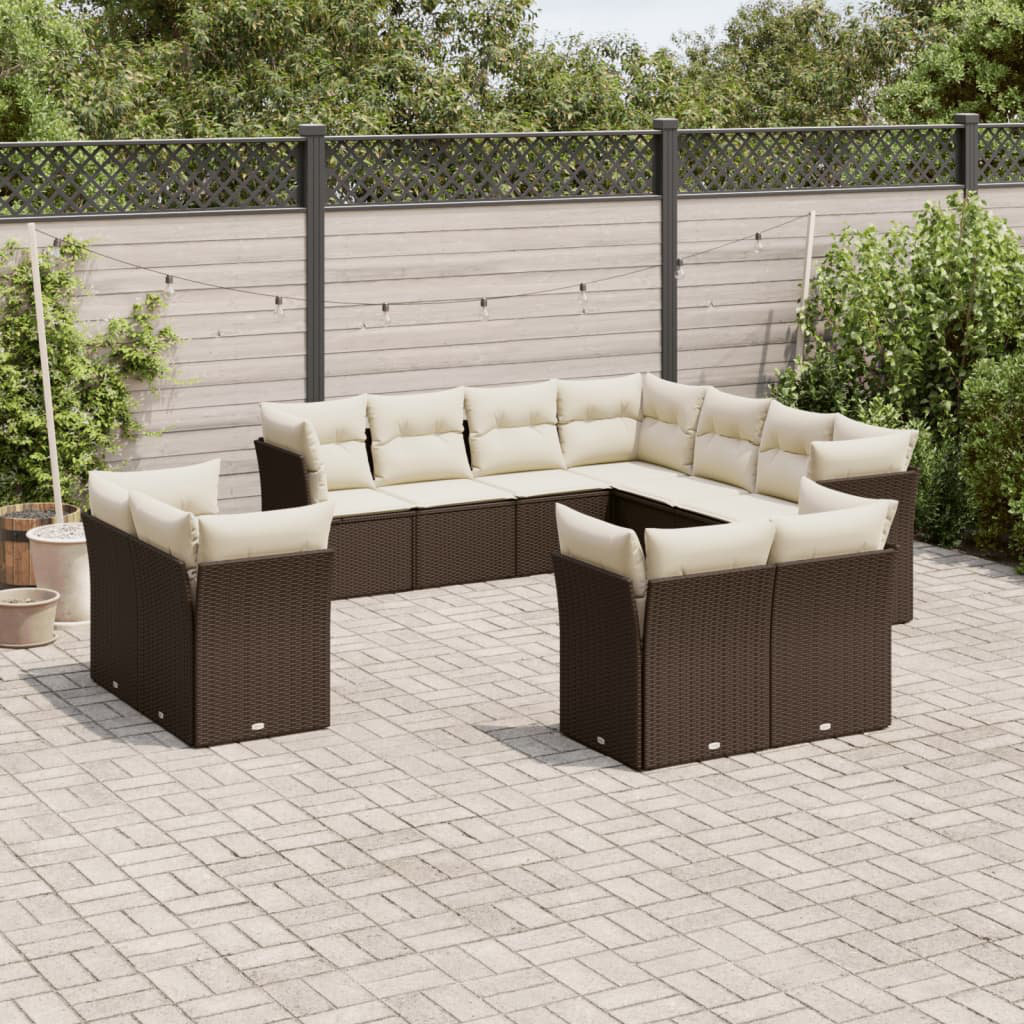 Vidaxl 11-Tlg. Garten-Sofagarnitur aus Polyrattan mit Kissen