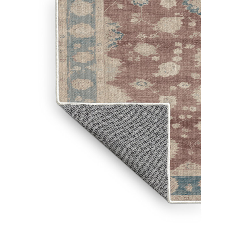 Tapis beige surteint lavable à la machine, Rond 3 pi
