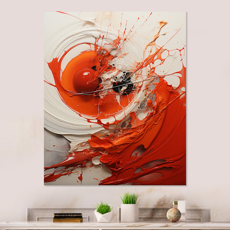 Red Spiral Chaos Unleashed - Abstract Collages, art mural en métal, H 20 po x l 12 po x P 1 po