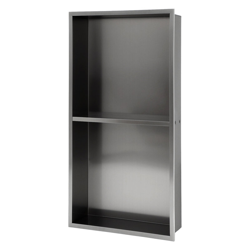 Double tablette 13 "X 25" en acier inoxydable pour niche de douche, Noir satiné