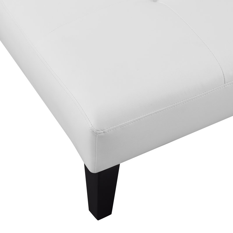 Futon, canapé-lit capitonné à dossier convertible en similicuir de 66,1 po Mercia, Simili cuir blanc