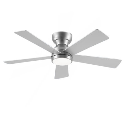 Ventilateur de plafond de 46 pouces à 5 pales en contreplaqué avec trousse d'éclairage à 3 couleurs à DEL, DC 6 vitesses, ventilateur de télécommande pour patio, salon, chambre à coucher, bureau, intérieur.
