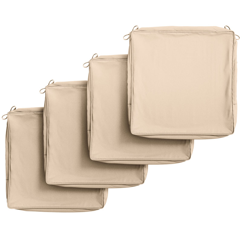 Outdoor 4'' Non-Slip Patio Chair Cushion Cover With Portable Carry Handle., 4", 19" W x 19" D, Sand
