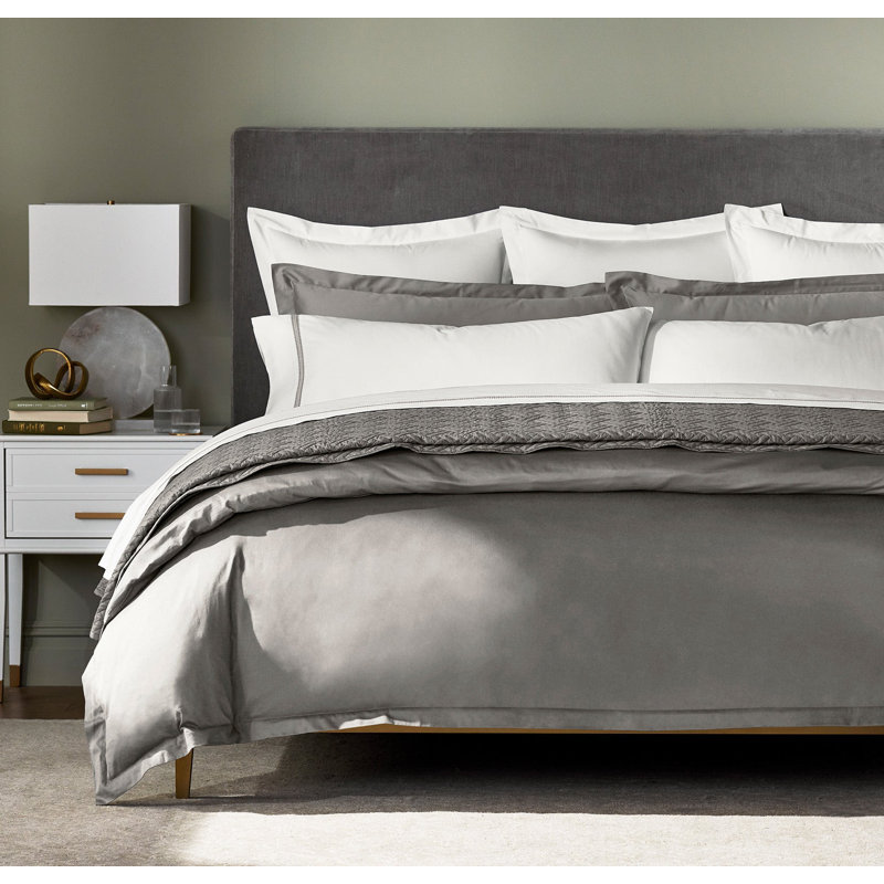 Signature Hemmed Duvet Set, Queen Duvet Cover + 2 Standard Shams, Stone