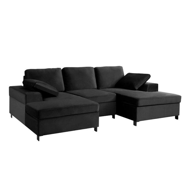 Berdena 2 - Piece Corner Sectional, Black Velvet