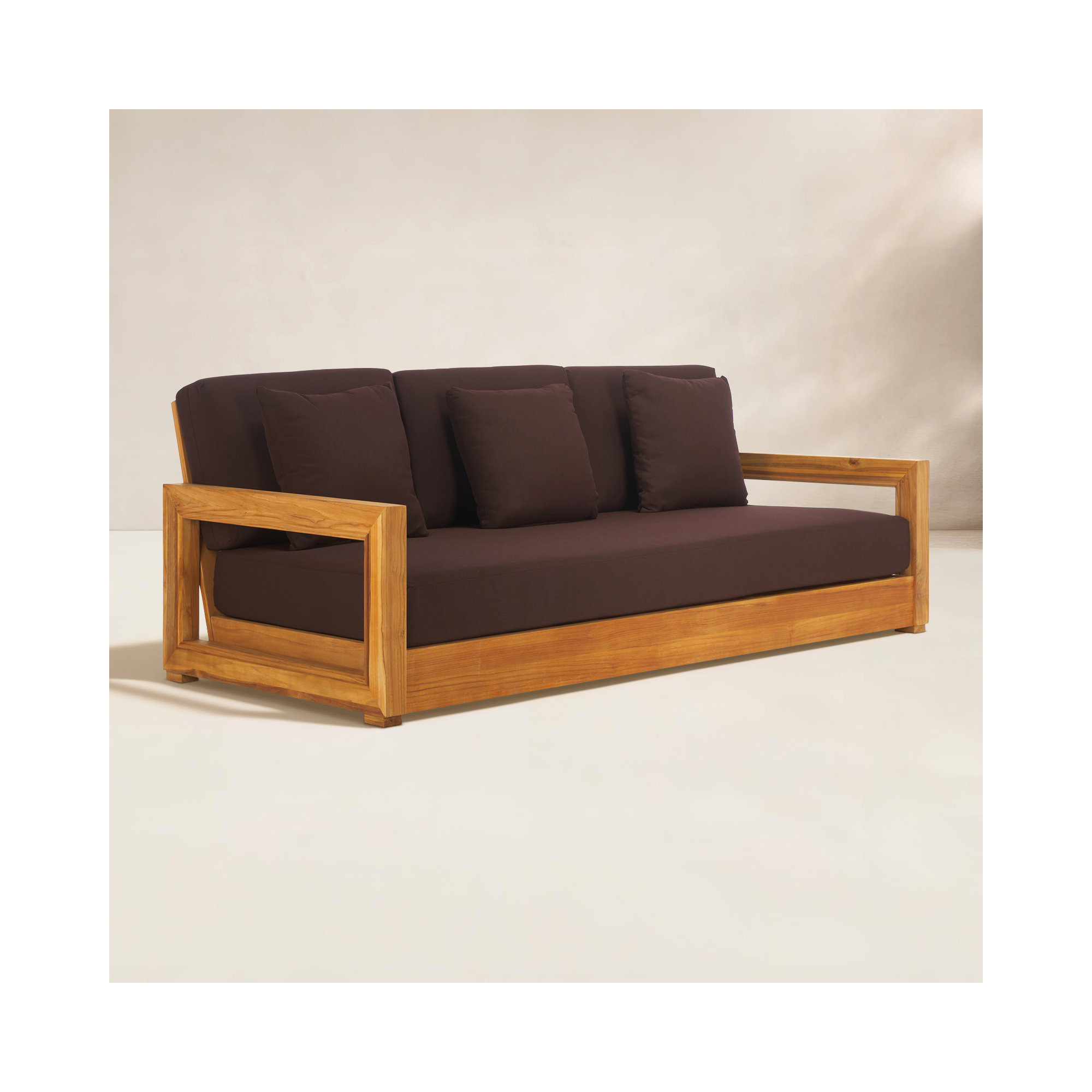 Melrose 76" Teak Outdoor Sofa, Dark Brown Melrose