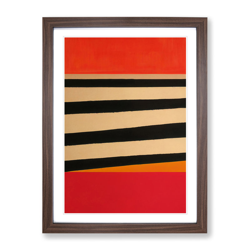 Retro Abstract Art No.2 - Wall Art, 36cm H x 27cm W, Walnut Framed, White