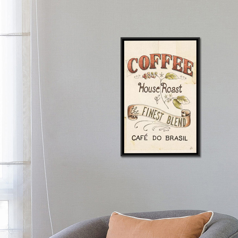« authentique coffee ix », art textuel sur toile, H 26 po x l 18 po x P 1,5 po, Toile avec cadre flottant noir, Pas de tapis