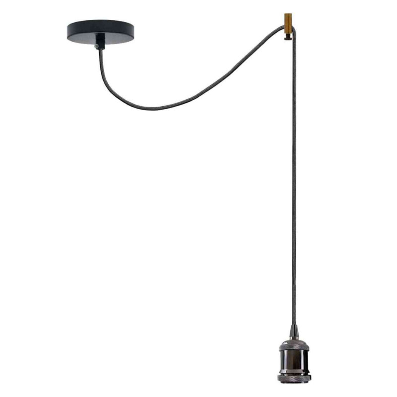 1 - Light Single Pendant, Shiny Black