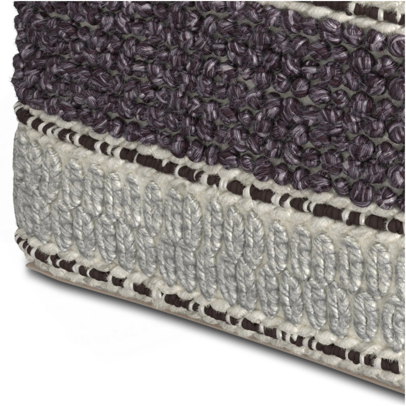 Grady - Square Pouf - Magenta / Natural, Dark Gray Fabric