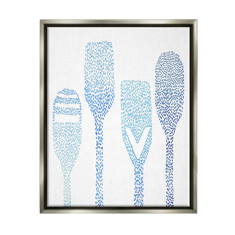 Bateau, rames, art abstrait sur toile flottante par Lil 'Rue, H 21 po x l 17 po x P 1,7 po, Cadre flottant gris lustré
