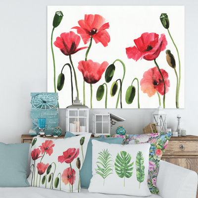 Coquelicots rouges rétro - peinture sur toile