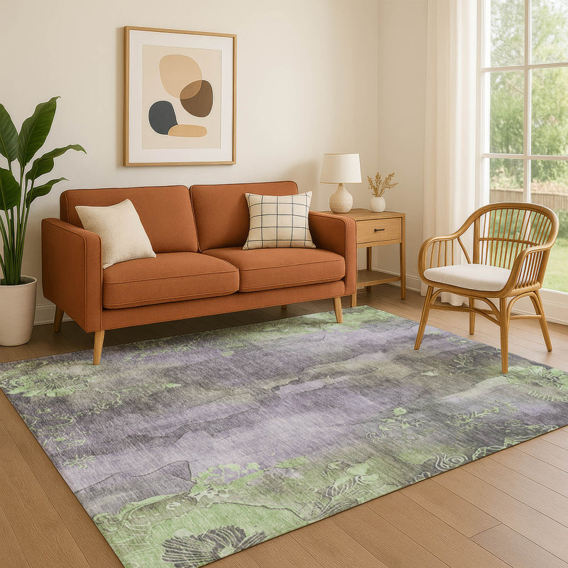 Tapis floral Premium Crestover AMF1869 lavable à la machine, Rectangle 10 pi x 14 pi