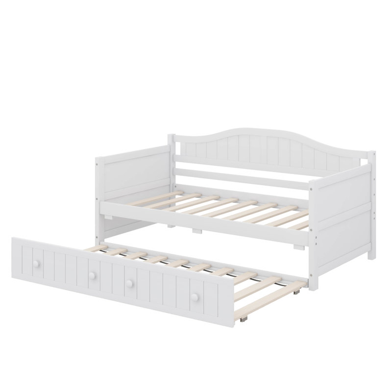 Lit de jour simple avec lit gigogne, structure de canapé-lit en bois avec support en lattes de bois