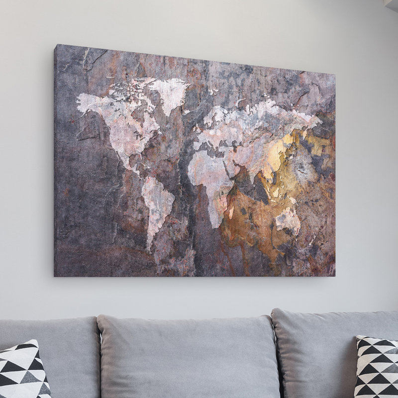 « world map-rock », impression sur toile, H 35 po x l 47 po