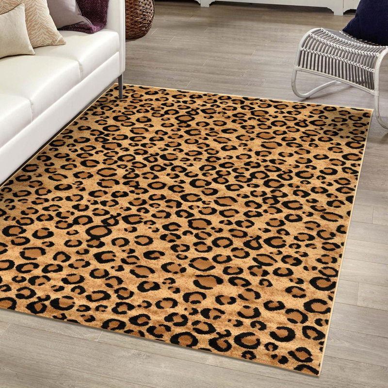 Tapis brun clair à imprimé animal Testerman, Rectangle 7 pi 10 po x 10 pi