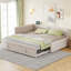 Lit de jour en L pleine grandeur avec lit gigogne escamotable, ports USB et support de dossier, beige