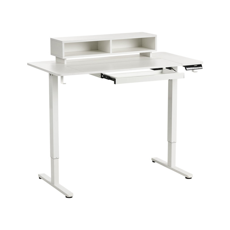 Electric Adjustable Standing Desk LUCAMA Light Brown/ White 120 cm 60 cm with USB Port, White 