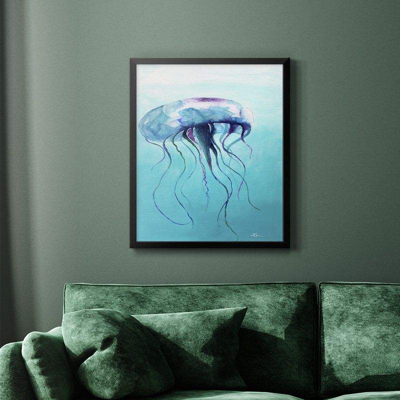 Méduse sur toile de qualité supérieure - prête à être accrochée, Noir, H 24 po x l 20 po