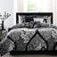 Édredon noir grand - 7 pièces Coton complexe imprimé. Remplir. 2 taies décoratives, 3 coussins, 1 édredon, . Fluffable et confortable taille pièce noir. Très bien. Complet avec lavable à la machine-129576685-129576688