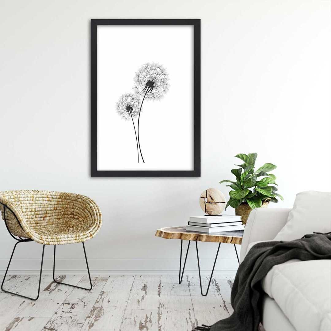 Gerahmter Kunstdruck Drawn Two Dandelions