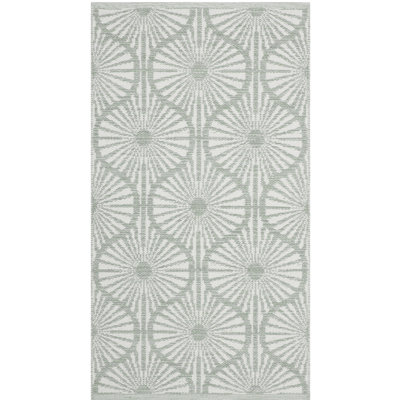 Oak Hill Ikat Handmade Flatweave Area Rug in Light Green / Ivory