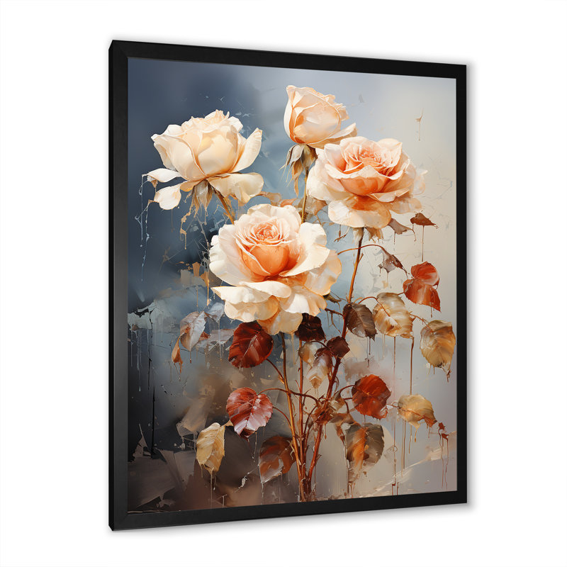 Harmonous Rose Bouquet II, Cadre simple noir, H 40 po x l 30 po x P 1,5 po